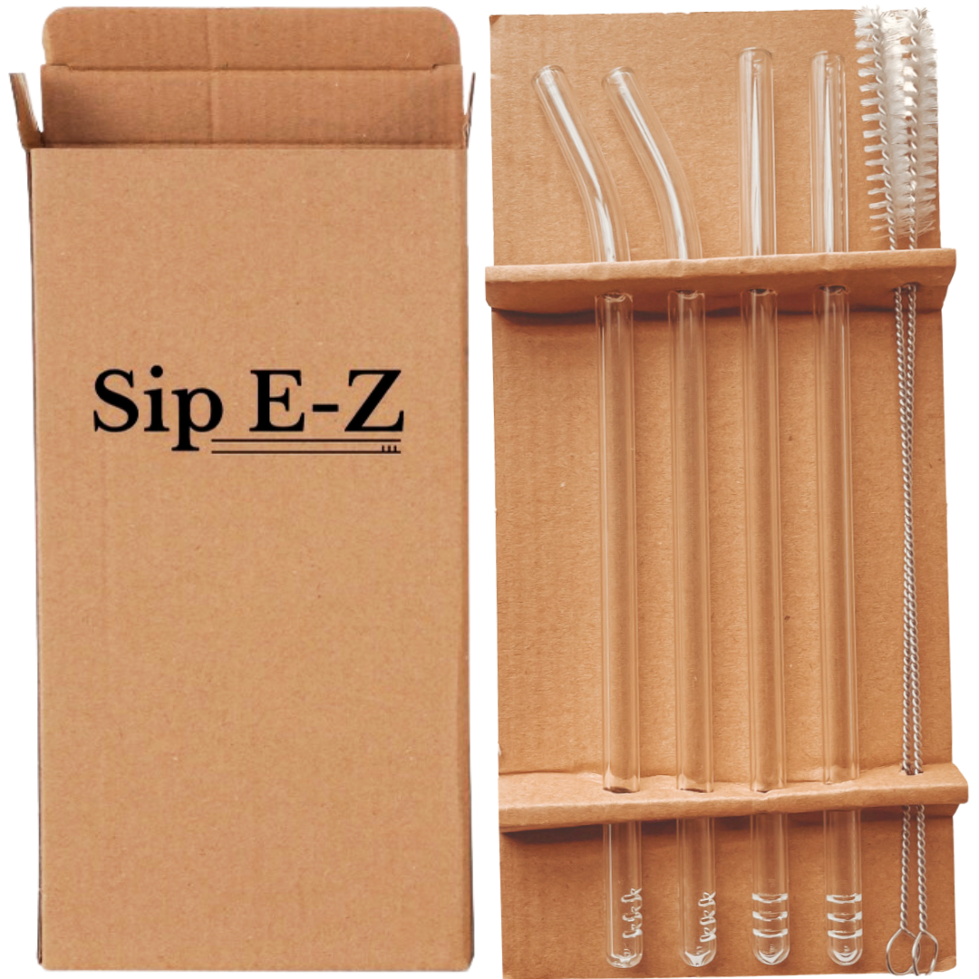 Sip E-Z Slotted Glass Straw Set